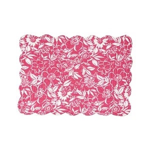 Mantel individual acolchado de hibisco rosa, 13" x 19" - Imagen 1 de 1