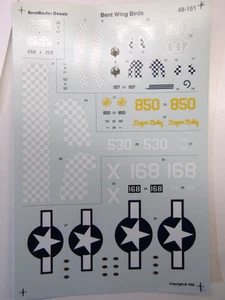 AeroMaster Decal Sheet 1:48 Scale Bent Wing Birds (Corsair) # 48-151C - Picture 1 of 5