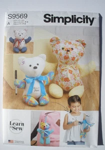 Simplicity Sewing Pattern 9569 Adorable Memory / Autograph Bear in 3 Sizes - Picture 1 of 2