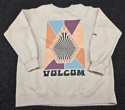 Sudadera Pullover Volcom Pequeña Beige Roundabout Crew Polar Manga Larga Surf Foto 1 de 4