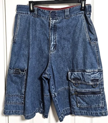 Vtg Arizona Jeans Co Mens Blue Denim Cargo Shorts Jorts Baggy Fit  Sz 34  Skater - Image 1 of 3