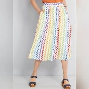 Modcloth Rainbow Wavy Striped Midi Skirt Women's Size XXS - Picture 1 of 10