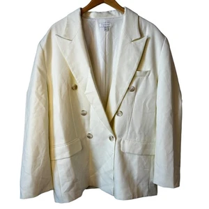 TOPSHOP New Women's 90s Double Breasted 6 Button Blazer Cream Size 12 - Picture 1 of 13