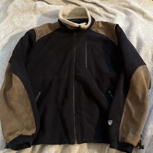 Kuhl Alpenwurxs Jacket Men M black Full Zip Faux Suede Leather Fleece Hiking - Picture 1 of 15