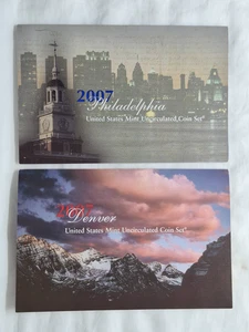 2007 Lot of 2 US Mint Uncirculated Coin Sets, Philadelphia & Denver Mints - Picture 1 of 2