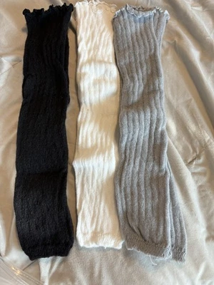 Set of 3 Leg Warmers Black White Gray Women's One Size Polyester/spandex - Image 1 of 4