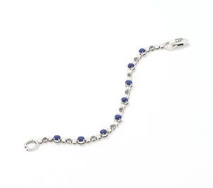American West Sterling Silver Desert Flower Tennis Bracelet Lapis Large - Picture 1 of 6