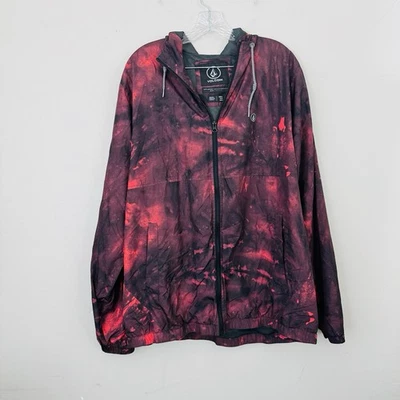 Volcom Red Tie Dye Water Resistant Wind Breaker Jacket Men’s Size XL - Image 1 of 4