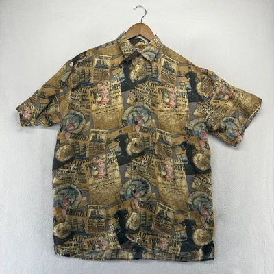 Camisa De Colección Robert Stock Para Hombre Grande Seda Estampado Periódico Brújula Marinera Años 90 Foto 1 de 4