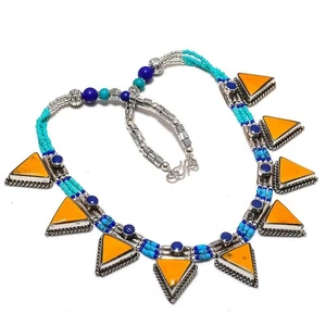 Koralle Türkis Lapislazuli Halskette Tibetisches Silber Nepali Schmuck 18... - Bild 1 von 6