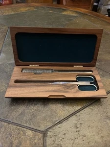 Vintage Alcraft Brieföffner Made In Germany echt amerikanisches Nussbaumholz Box - Bild 1 von 8