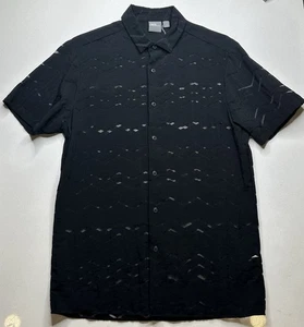 ASOS DESIGN Size S Mens Shirt Black Chevron Burnout Viscose Polyamide - Picture 1 of 6