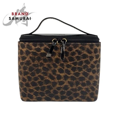 LOEWE Vintage Leopard Brown Black Gold Hardware PVC Enamel Handbag Vanity Bag - Image 1 of 4