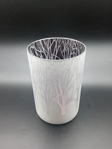 Matt Weiß Winter Bäume Glas Windlicht Halter Silber Metallic 6" - Bild 1 von 4