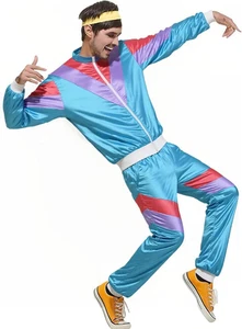 COSOUKE 70s 80s Retro Costume Men Women Shell Suit Halloween Disco Costumes f... - Picture 1 of 16