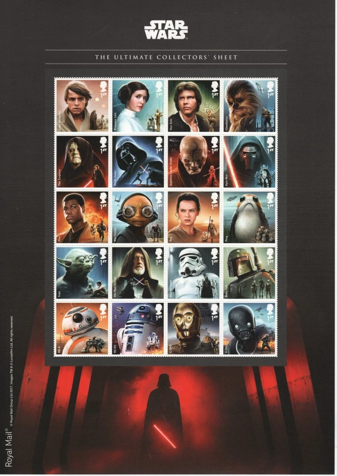 MS4014a - 2017 GB STAMPS - Star Wars Collectors Sheet of 20 stamps. MINT MNH - image 1 of 1