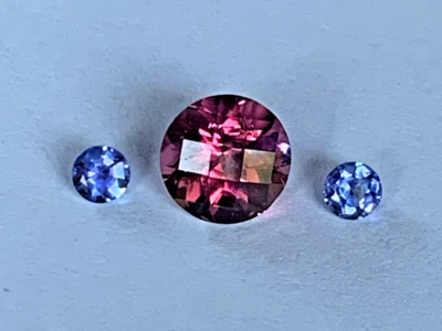 Andy's Gem Garage Sale - 8mm Round Pink Tourmaline/ Tanzanite combo Natural - Image 1 of 4