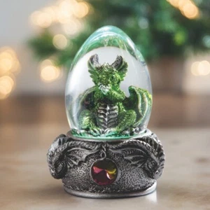 3.75"H LED Green Dragon in Acrylic Egg Figurine Ornament Home Decor Unique Gift - Picture 1 of 1