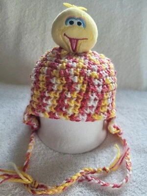 Nuevo Sombrero Ganchillo Plaza Sésamo Pájaro Grande Oreja para Bebé 3-6 Meses Amarillo/Blanco Foto 1 de 4