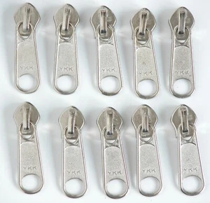 10 pcs YKK Nylon Slider Zipper Double Slider Zipper Pull Silver Vtg NOS - Picture 1 of 5