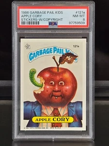 Tarjeta adhesiva Garbage Pail Kids Apple Cory #121a 1986 serie 3 | PSA 8 casi nueva-como nueva - Imagen 1 de 6