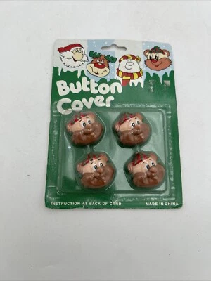 Vintage Button Covers Set of 4 Yukon Cornelius Christmas Holiday - New - Image 1 of 3