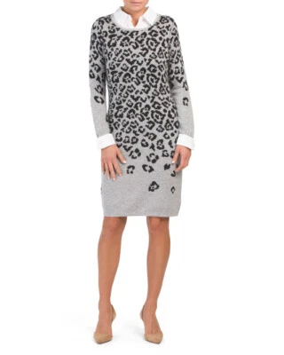CYNTHIA ROWLEY Cheetah Print Sweater Dress (size M) - Image 1 of 2