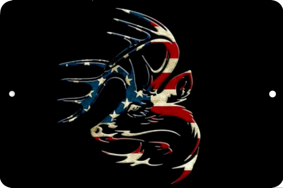 Американский охотник на оленей, день рождения, домашний знак, домашний декор металлический алюминий, США, черный - Изображение 1 из 1