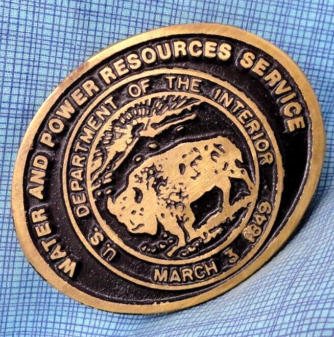 Departamento del Interior de Estados Unidos Hebilla de Cinturón Servicio de Agua y Energía De Colección Años 70 80 .NOX791 Foto 1 de 4