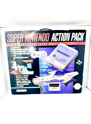PACK D'ACTION SUPER NNINTENDO ENTERTAINMENT SYSTEM BOITE RÉTRO GAMING RARE - Photo 1/4