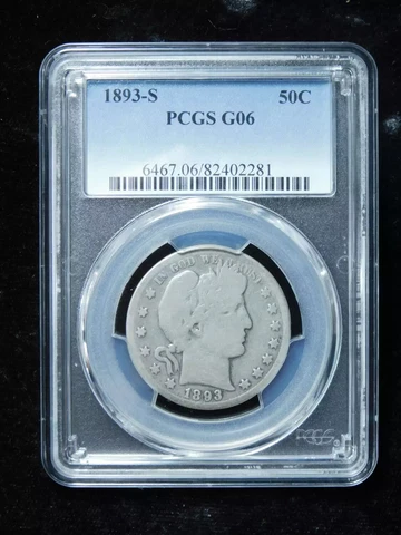 1893 S Barber Half Dollar PCGS G-6 Cover