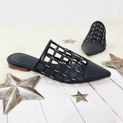 Sigerson Morrison Eddie Jaula Pisos Cuero Negro Tachonado Punta Talla 39 NUEVO Foto 1 de 4