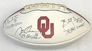 OU Sooners Autographed Football by 3 Heisman Winners Owens, Sims & White - Picture 1 of 3
