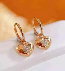 1.20Ct Round Cut Real Moissanite Women's Drop Earring 14K Yellow Gold Plated - Picture 1 of 5