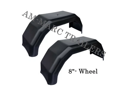 Pair Plastic Mudguard Trailer 8" Inch Wheel Rims Arch Universal Repalcement - Image 1 of 3