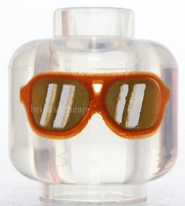 Lego Trans Clear Head Medium Nougat Glasses Gold Lenses White Reflections - Bild 1 von 1
