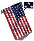 US Flag Factory - 3x5 pieds drapeau américain (poignée polaire) (étoiles brodées, cousues 