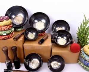 4-8" Singing Bowl Set-Mindfulness Sound Bowl Set-Set of 7 Bowls-Chakra Balancing - Picture 1 of 7