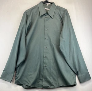Geoffrey Beene Button Up Dress Shirt - Mens L - Green Wrinkle Free Sateen (4023) - Picture 1 of 12