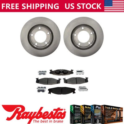 Front Brake Rotors + Metallic Brake Pads & Hardware For 1994-1996 Ford Bronco - Imagem 1 de 4