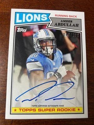 Ameer Abdullah Auto Topps Retro 2015 Autograph /100 - Image 1 of 2