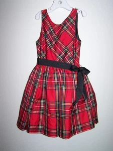 Polo Ralph Lauren Girls Dress Size 5 Red Navy Plaid Holiday NWT - Picture 1 of 6