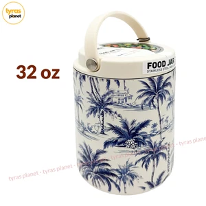 Hydrapeak Food Jar 32oz Stainless Steel Insulated Wide Mouth Palm Print - Picture 1 of 6