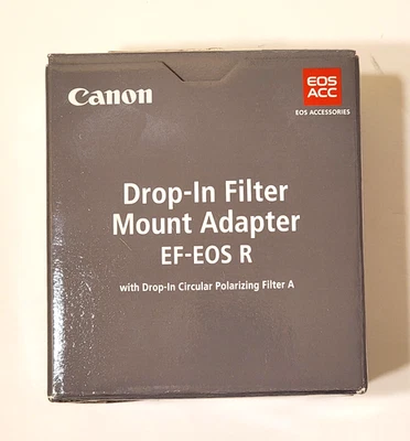 Adaptador de montaje de filtro desplegable Canon EF-EOS R con filtro polarizador circular Foto 1 de 3