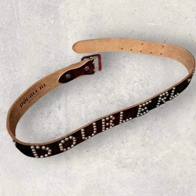 Cinturón vaquero RRL doble RL cuero con tachuelas envejecido talla 34 Ralph Foto 1 de 4