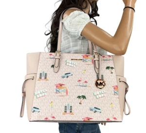 MICHAEL KORS GILLY LARGE DRAWSTRING TRAVEL TOTE BAG MK LIGHT POWDER BLUSH MIAMI - Picture 1 of 11