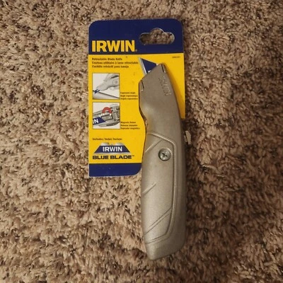 Cuchillo utilitario de hoja retráctil Irwin 2082101, acabado en acero, nuevo Foto 1 de 2