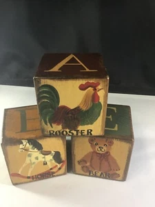 vintage handpainted wooden folk art blocks - Picture 1 of 7