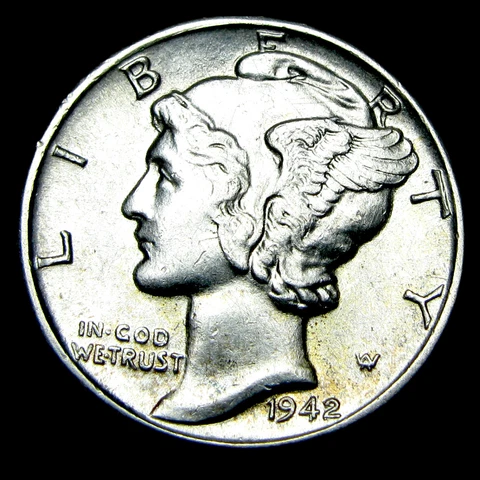 1942/1-D Mercury Dime Silver Coin ----  Gem BU FB Details RARE Coin ----  #XD187 Cover