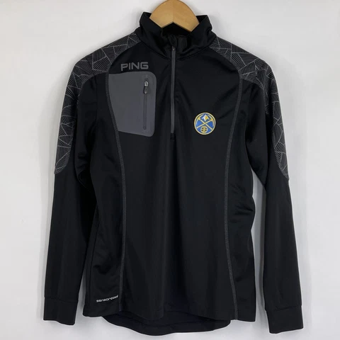 PING Pullover Jacket Womens Medium M Denver Nuggets Black Zipper Pocket 1/4 Zip Cover